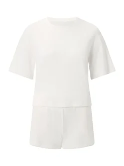 KBX Cream Marl Naomi Waffle Top and Shorts Set