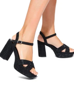 KG Kurt Geiger Black Fleur Platform Sandals