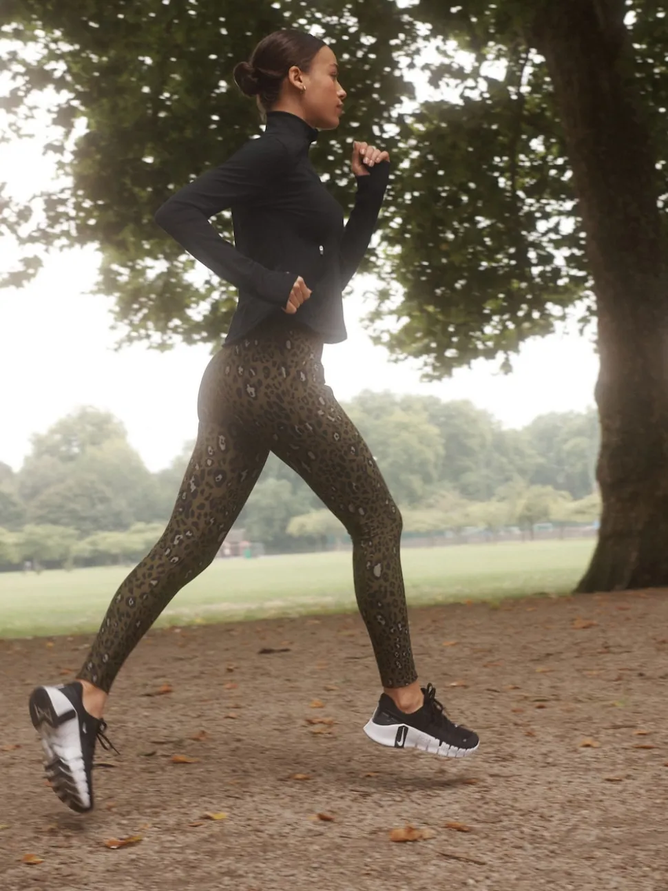 Khaki Animal Print Outdoor Fleece Lined Warm Handle Leggings
