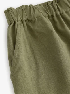 Khaki Green 100% Cotton Bermuda Shorts