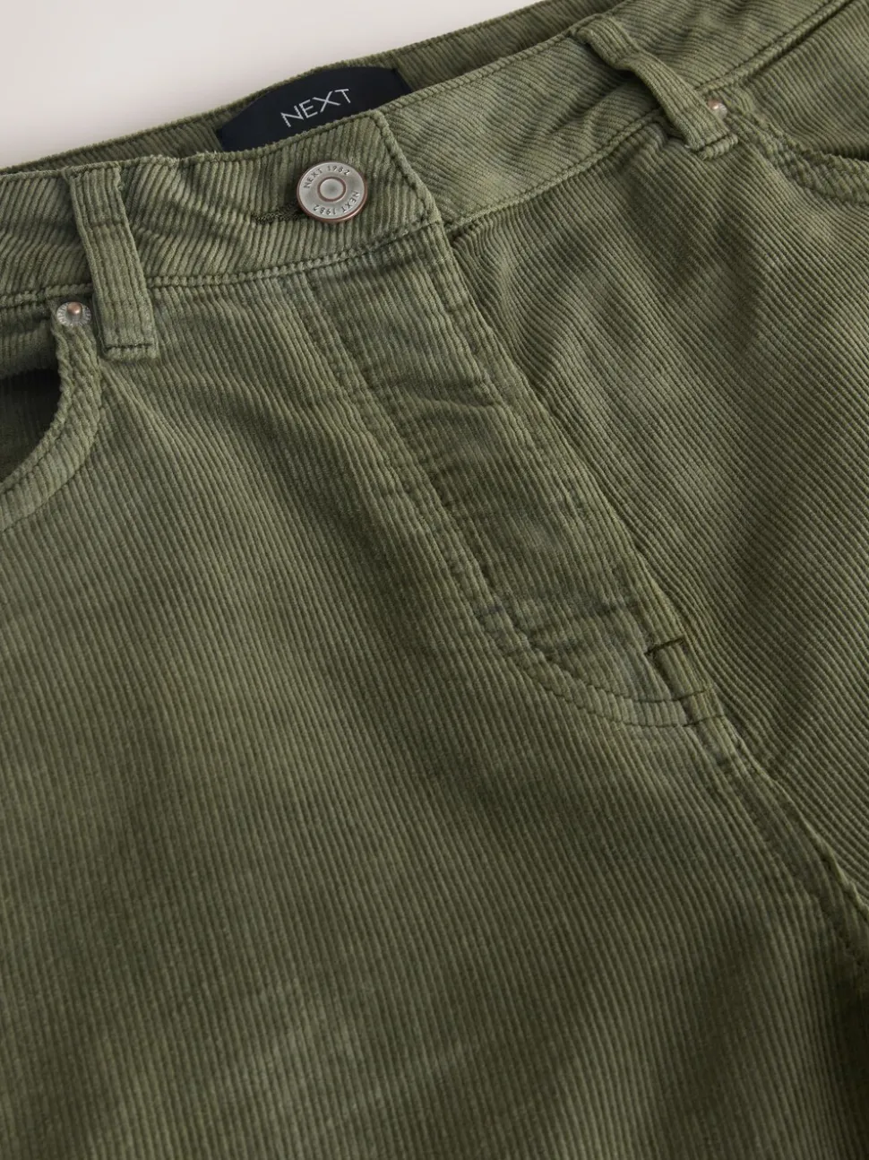 Khaki Green Cord Barrel Leg Trousers