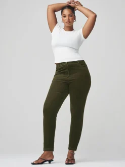 Khaki Green Cord Skinny Hourglass Trousers