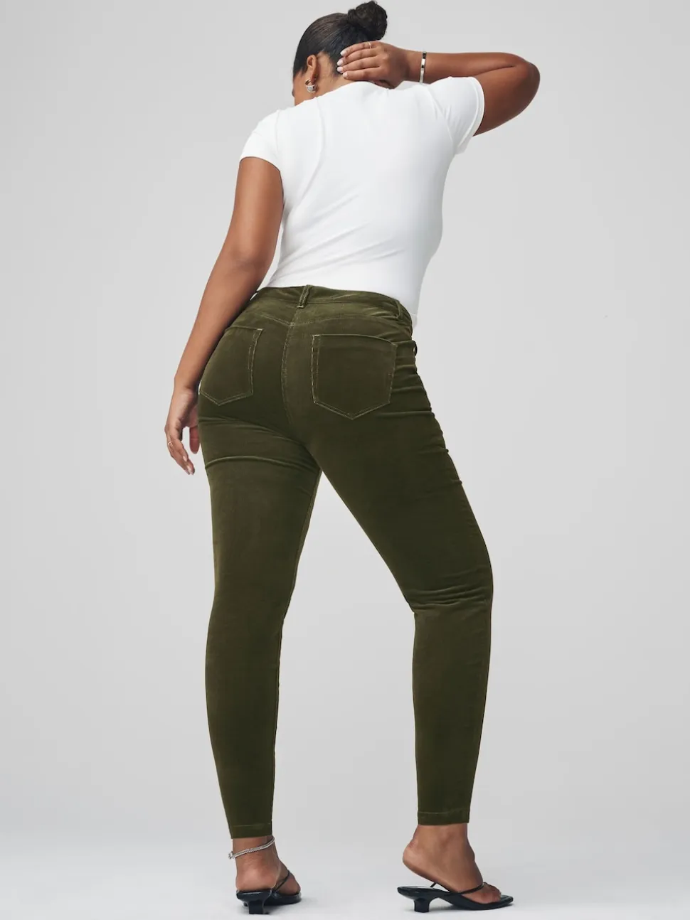Khaki Green Cord Skinny Hourglass Trousers