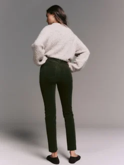 Khaki Green Corduroy Skinny Trousers