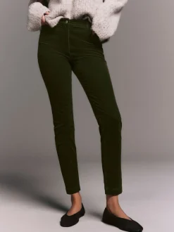 Khaki Green Corduroy Skinny Trousers