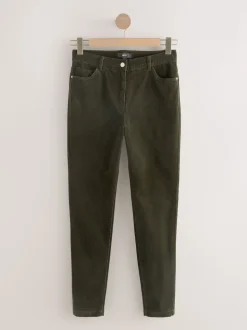Khaki Green Corduroy Skinny Trousers