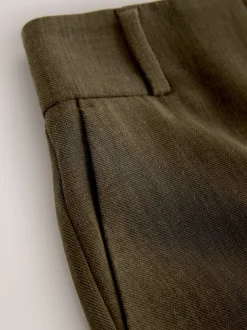 Khaki Green Crosshatch Elastic Waist Wide Leg Trousers