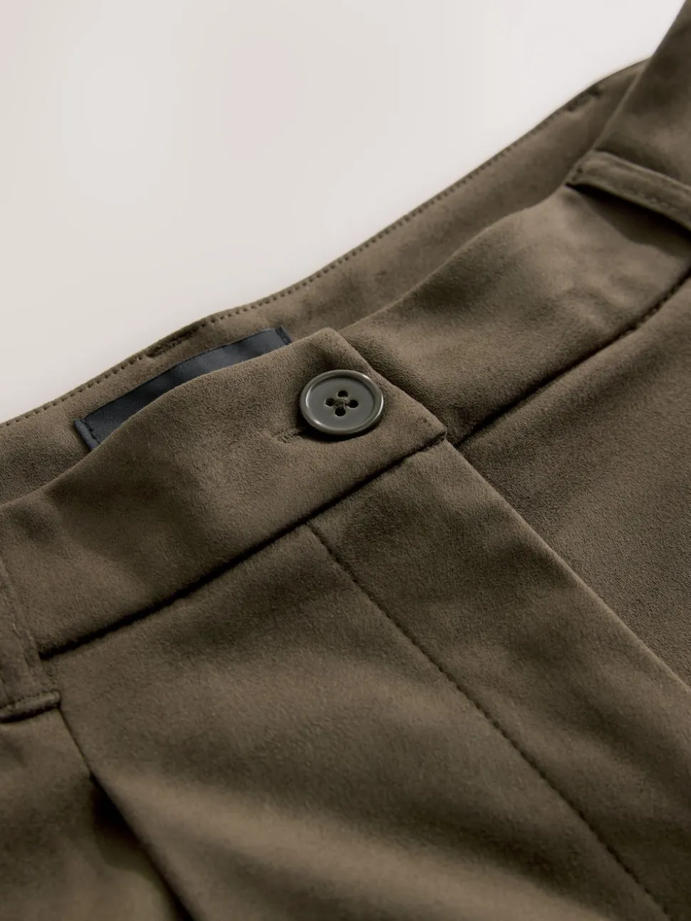 Khaki Green Faux Suede Longline Shorts