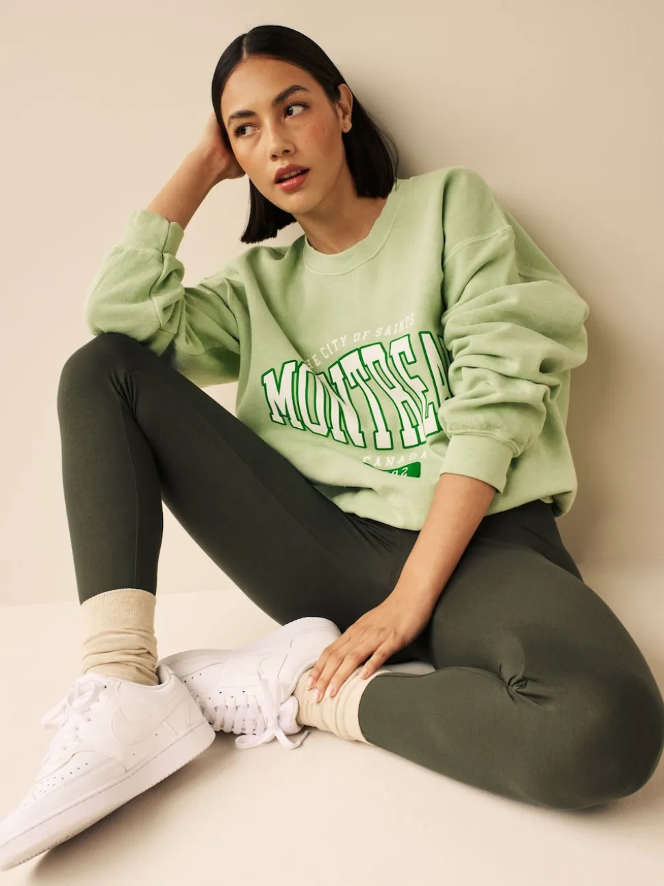 Khaki Green Full Length Leggings
