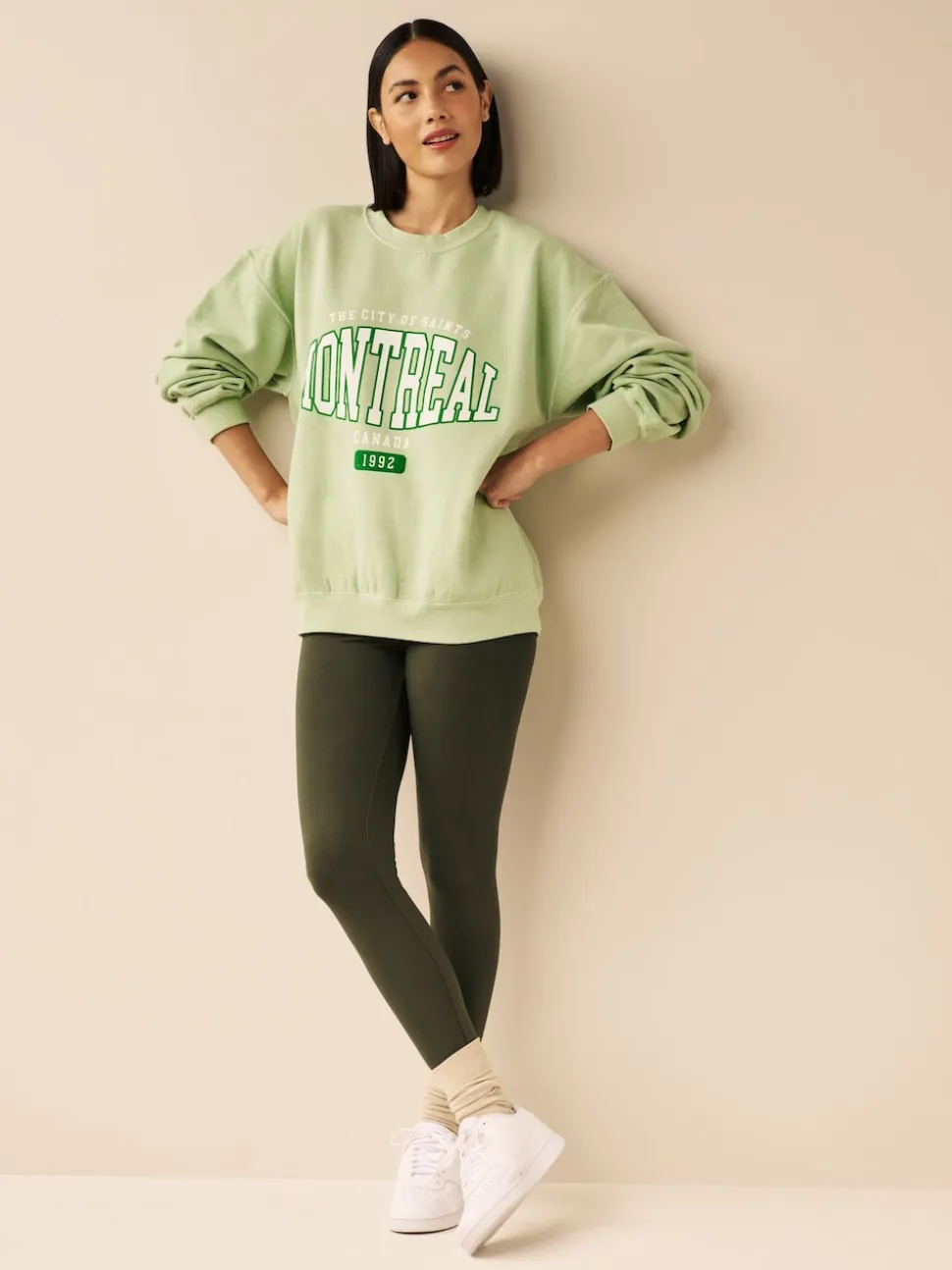 Khaki Green Full Length Leggings