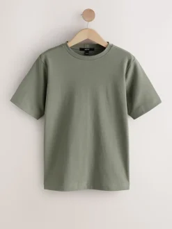 Khaki Green Heavyweight Short Sleeve Crew Neck T-Shirt