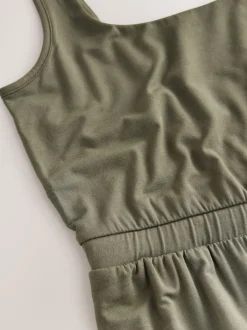 Khaki Green Jersey Jumpsuit