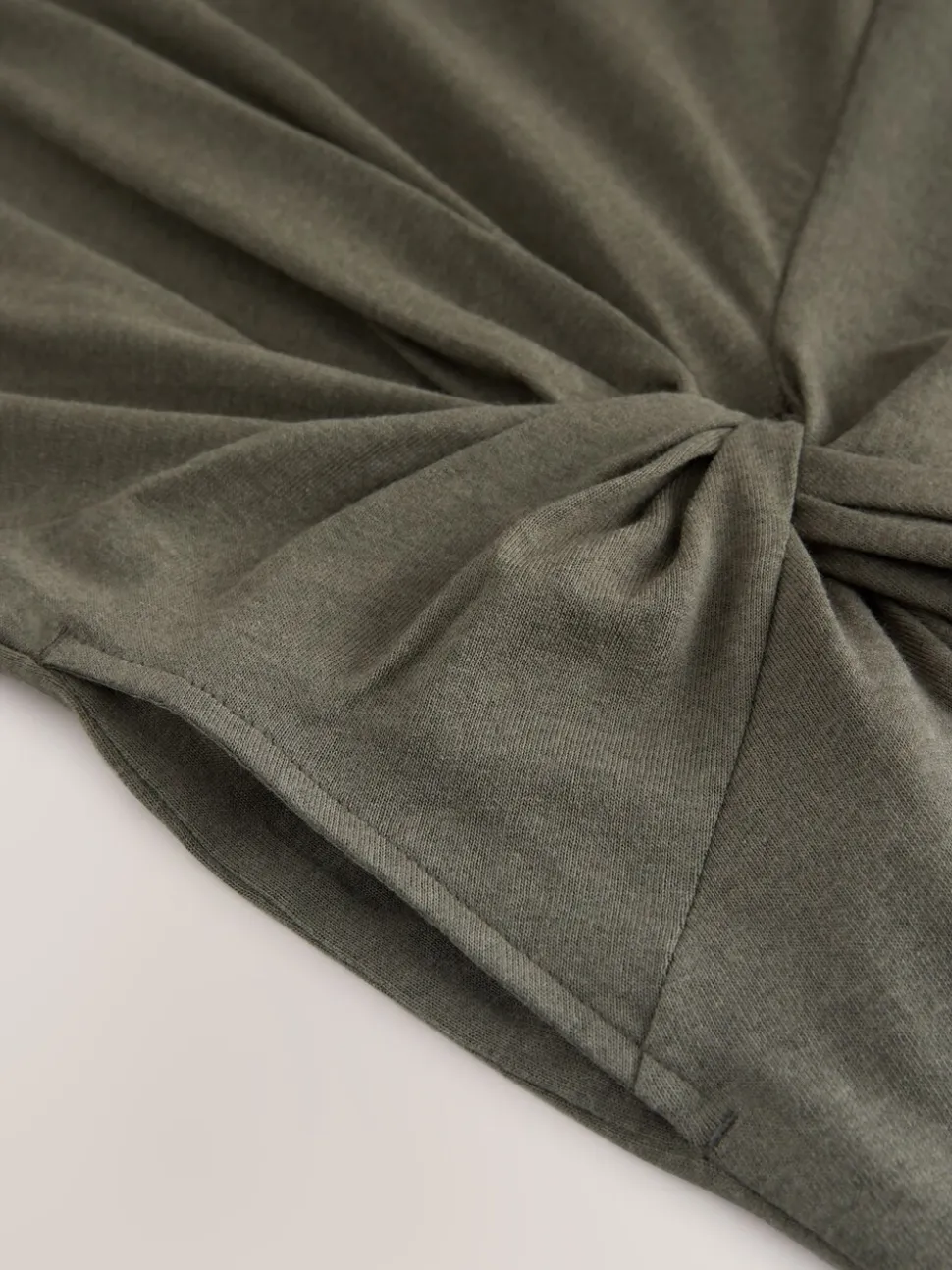 Khaki Green Jersey Twist T-Shirt Summer Dress
