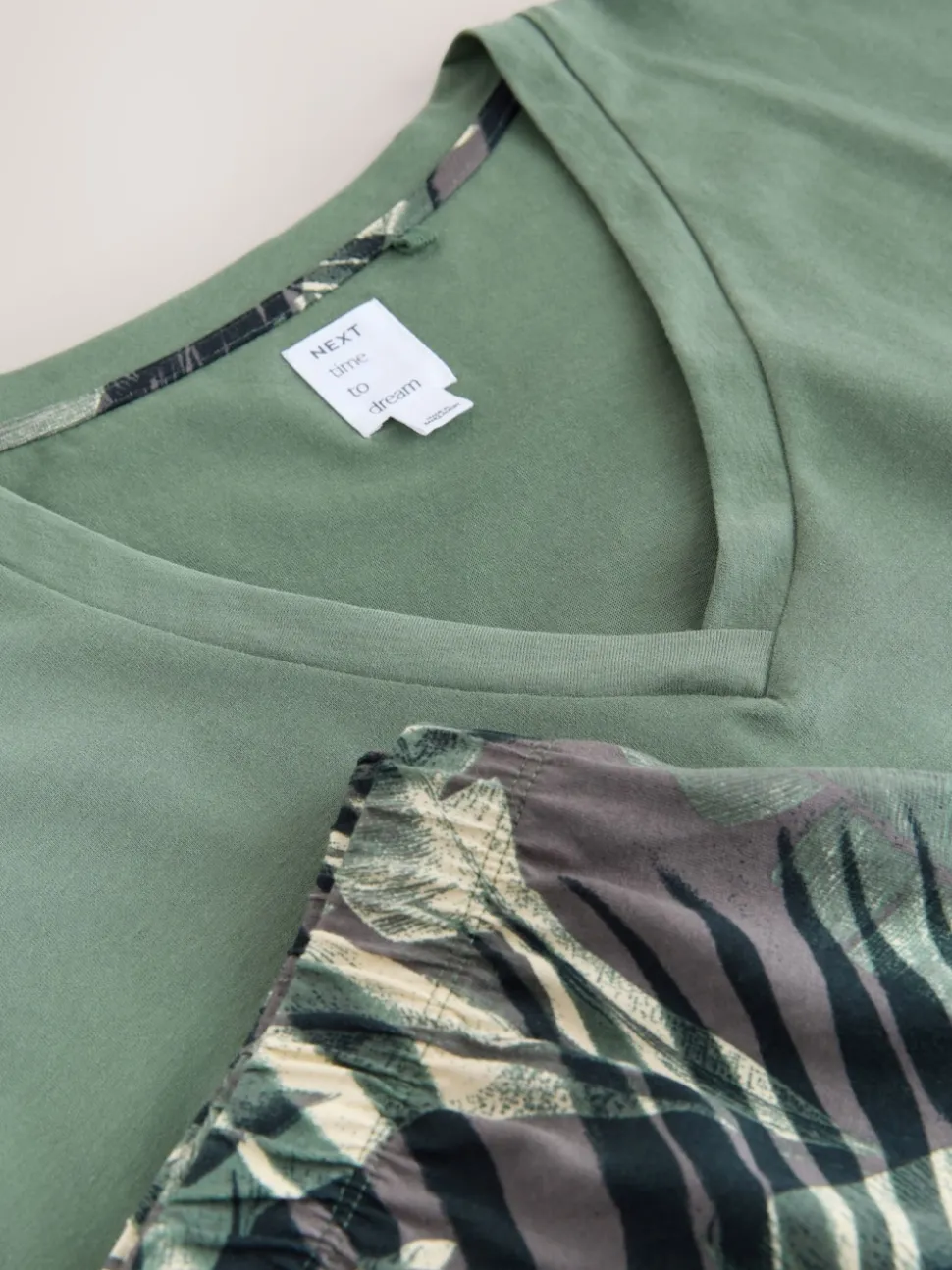 Khaki Green Palm Short Pyjamas Set