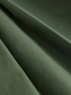 Khaki Green Pleated Midi Skirt