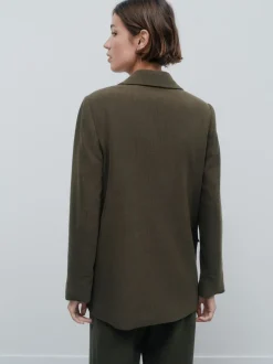 Khaki Green Relaxed Crosshatch Blazer