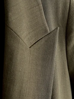 Khaki Green Relaxed Crosshatch Blazer