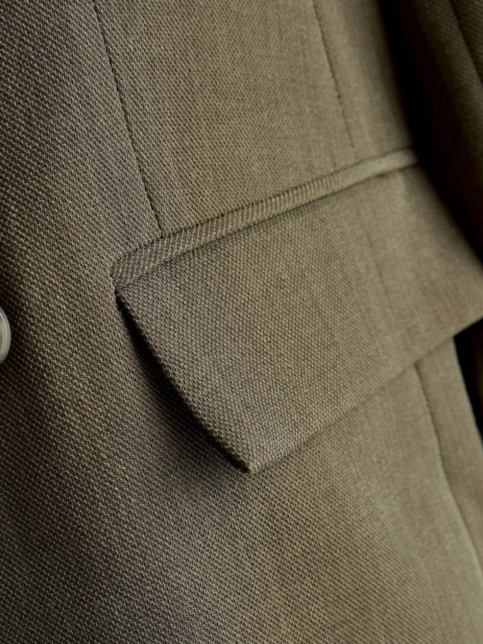 Khaki Green Relaxed Crosshatch Blazer