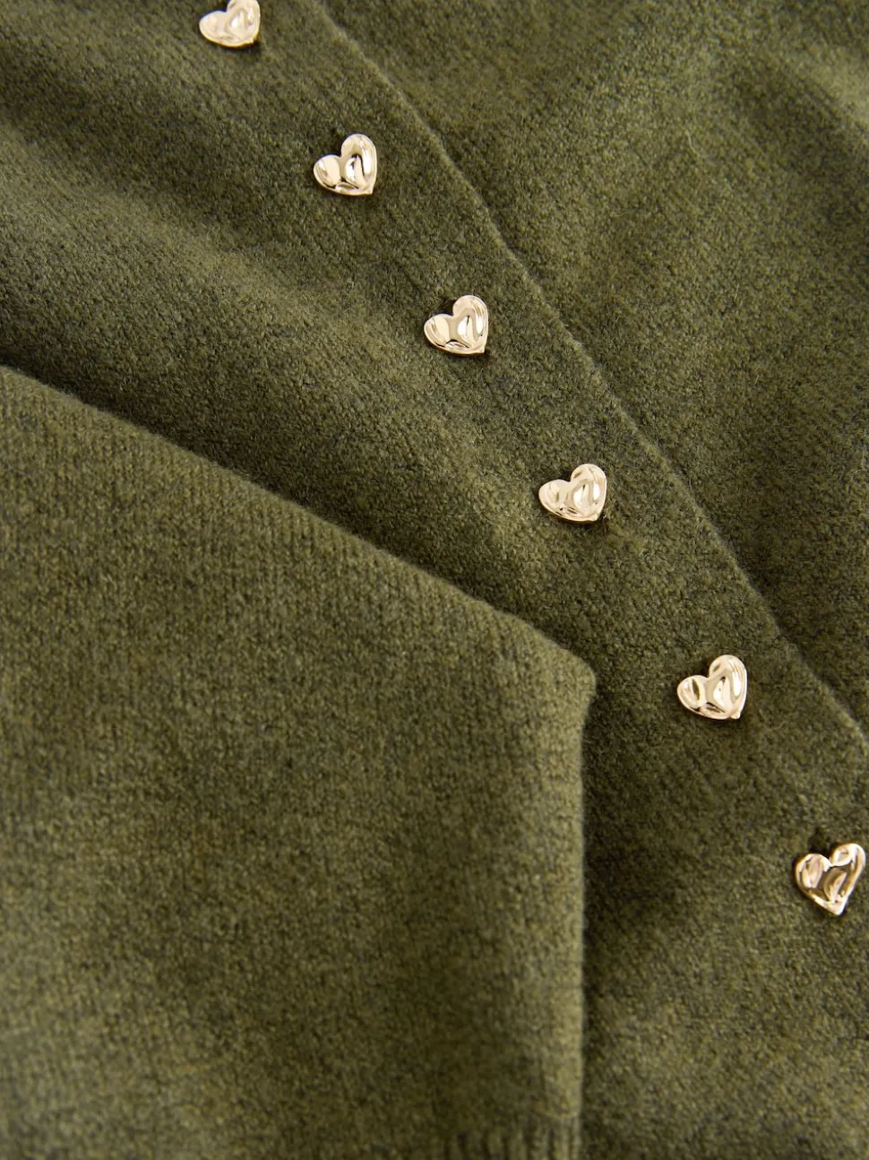 Khaki Green Slim Supersoft Crew Neck Cardigan with Wool