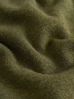 Khaki Green Slim Supersoft Crew Neck Cardigan with Wool