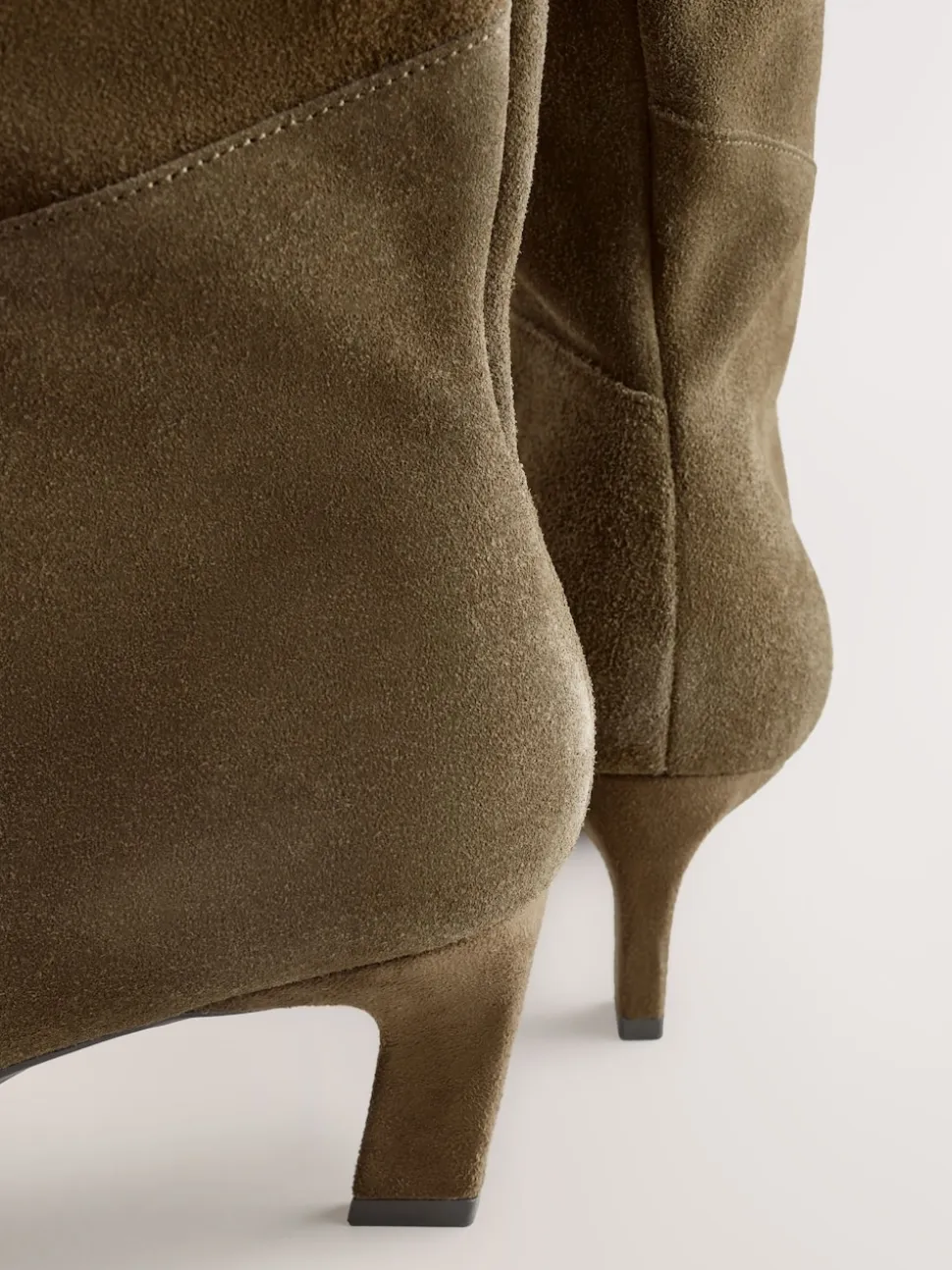 Khaki Green Suede Forever Comfort® Knee High Chisel Toe Heeled Boots