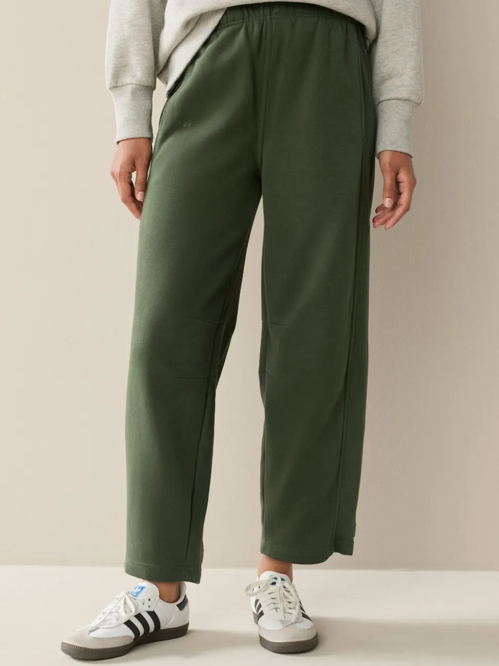 Khaki Green Supersoft Peached Essentials Barrel Leg Cocoon Joggers