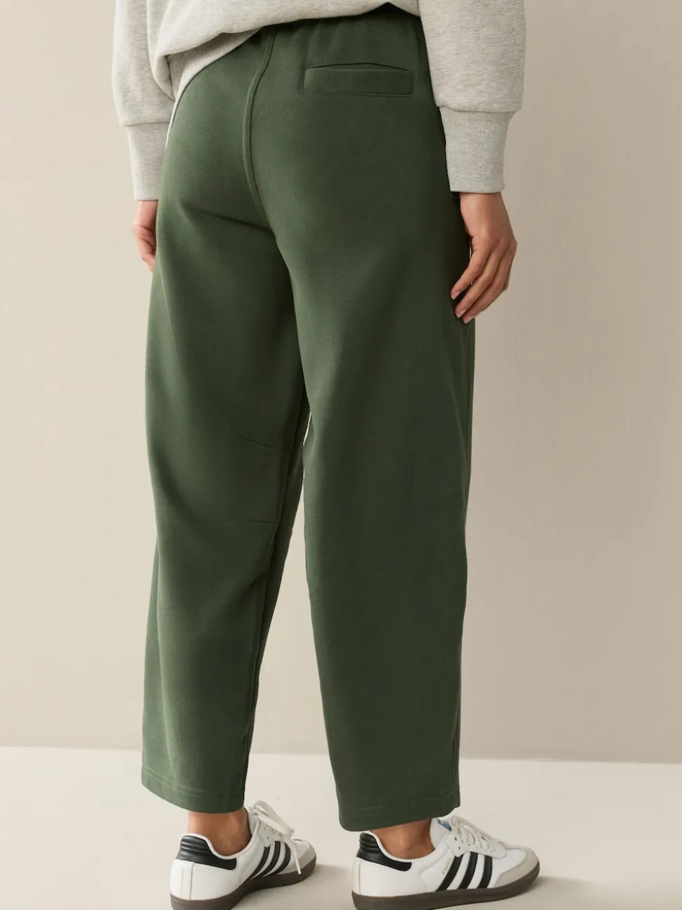 Khaki Green Supersoft Peached Essentials Barrel Leg Cocoon Joggers