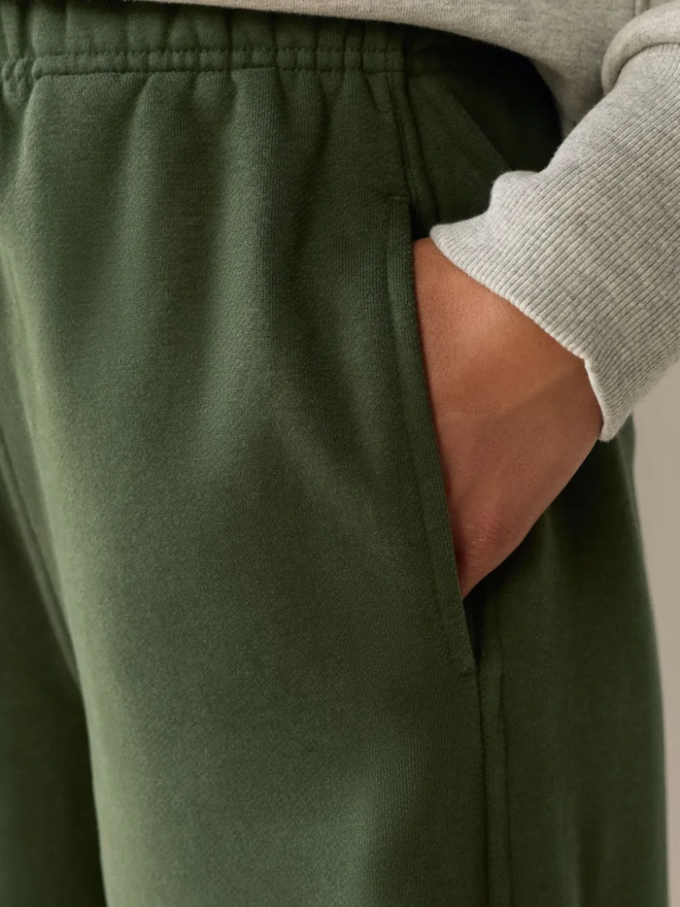Khaki Green Supersoft Peached Essentials Barrel Leg Cocoon Joggers