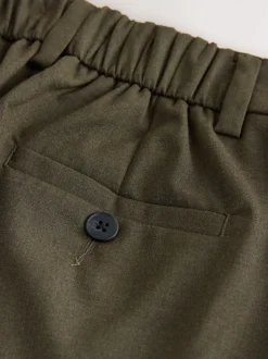 Khaki Green Tailored Bootcut Trousers With Wool