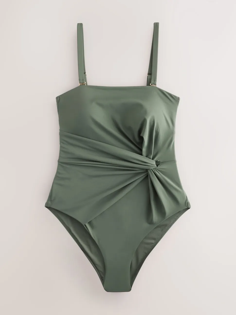 Khaki Green Twist Bandeau Tummy Control Swimsuit