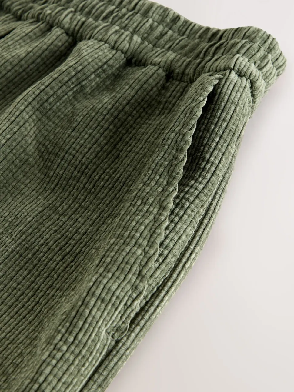 Khaki Green Wide Leg Soft Cord Trousers