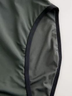 Khaki Green Zipped Shaping Tummy Control Swimsuit