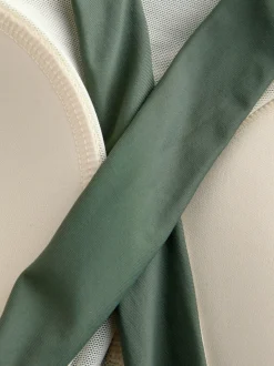 Khaki/Cream High Neck Halterneck Tummy Control Swimsuit
