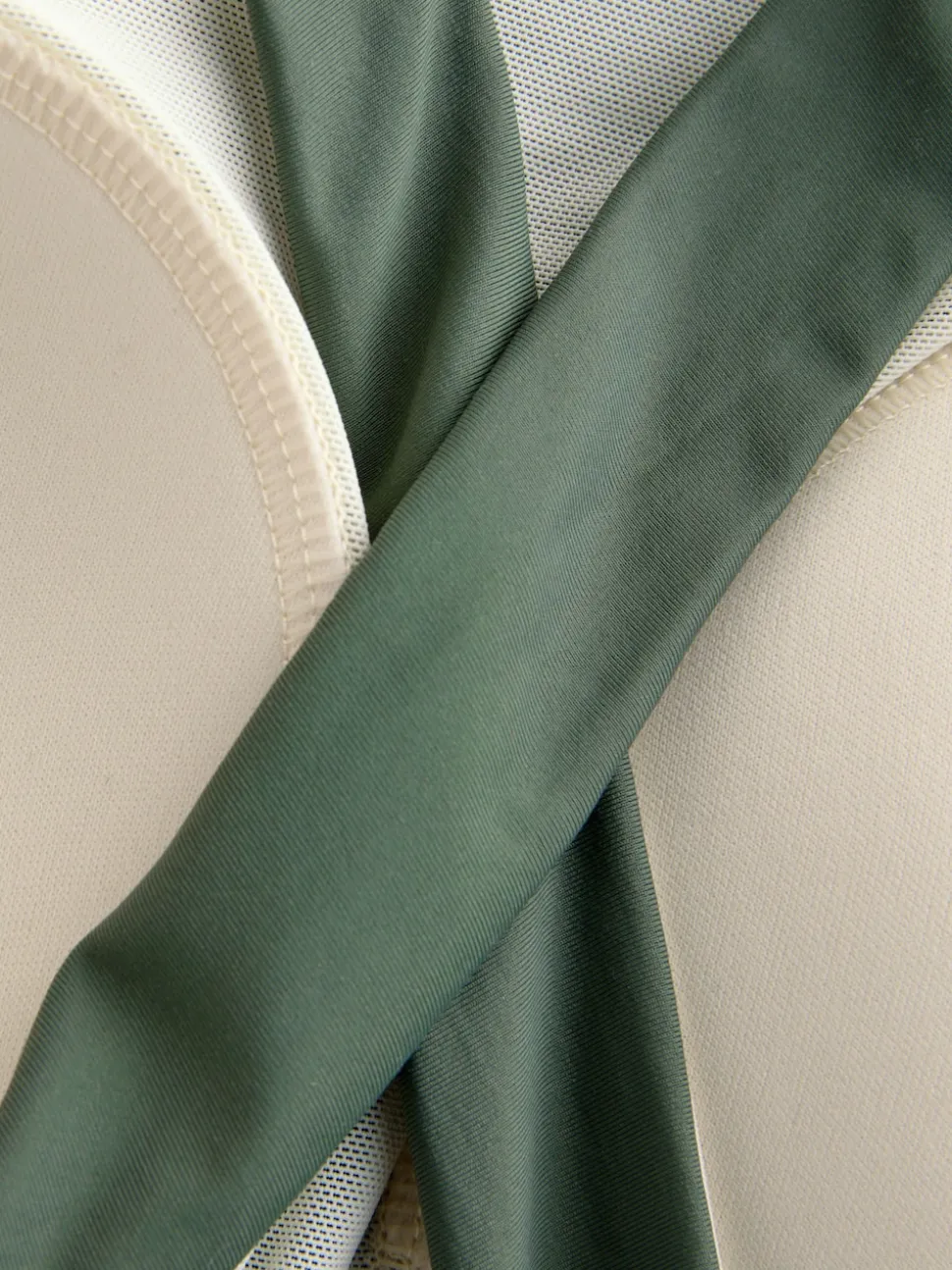 Khaki/Cream High Neck Halterneck Tummy Control Swimsuit