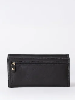 Lakeland Leather Black Chrome Large Flapover Purse
