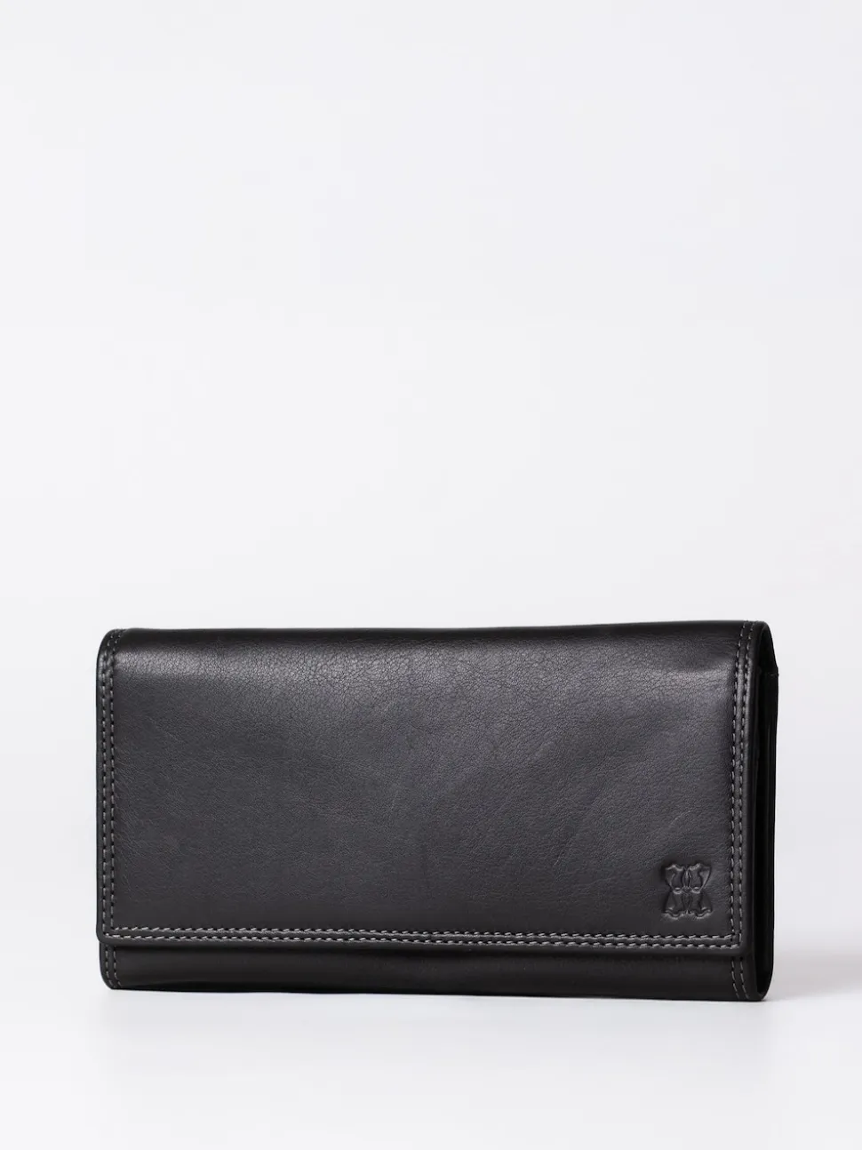 Lakeland Leather Black Chrome Large Flapover Purse