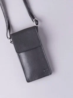Lakeland Leather Black Cross-Body Phone Pouch Bag