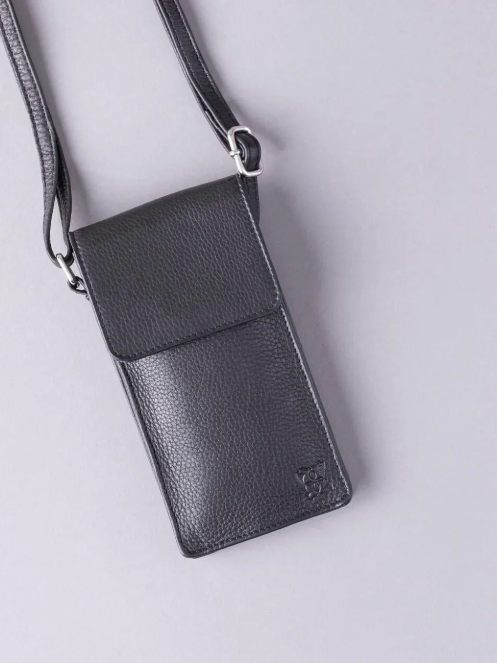 Lakeland Leather Black Cross-Body Phone Pouch Bag