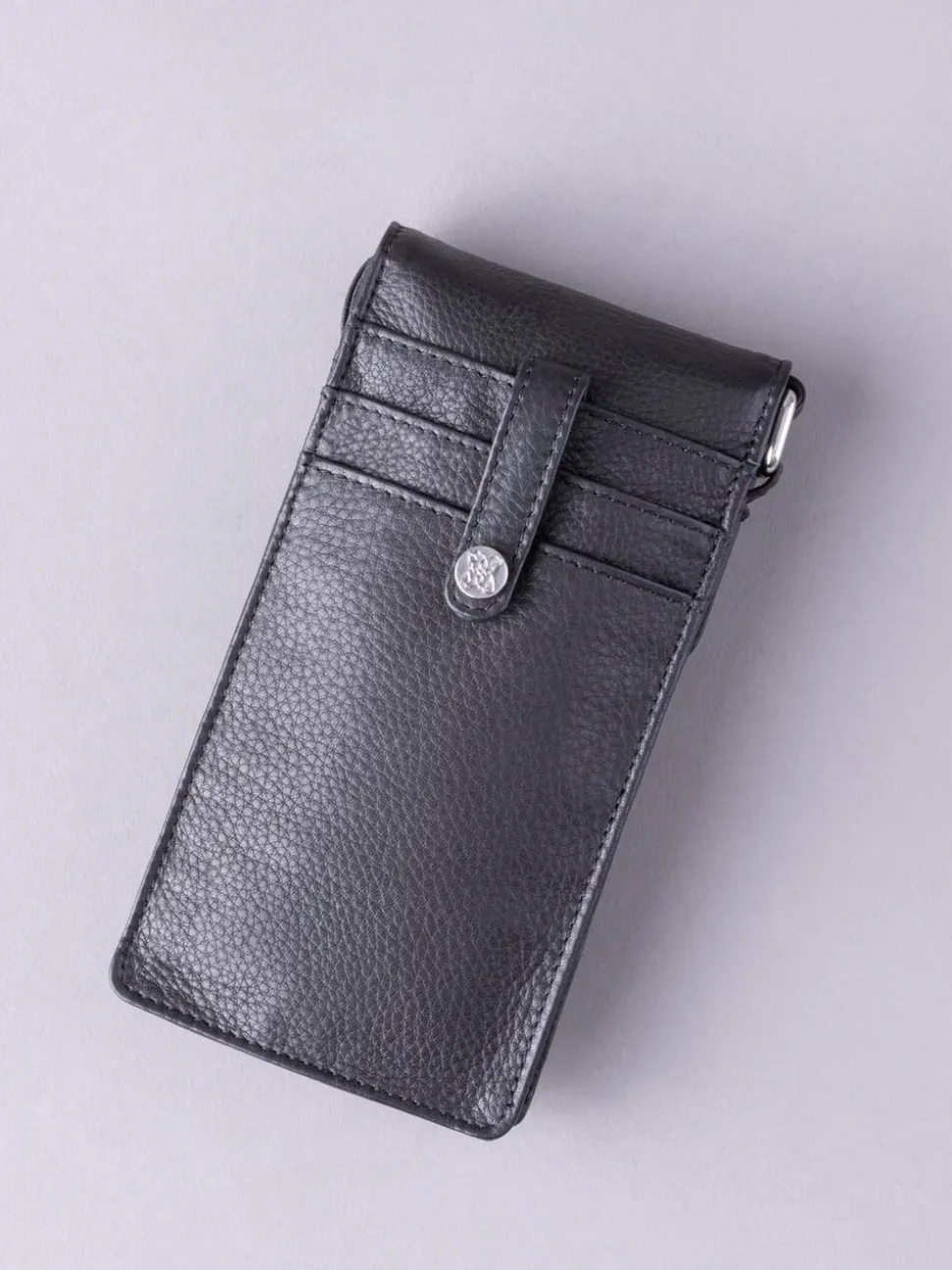 Lakeland Leather Black Cross-Body Phone Pouch Bag