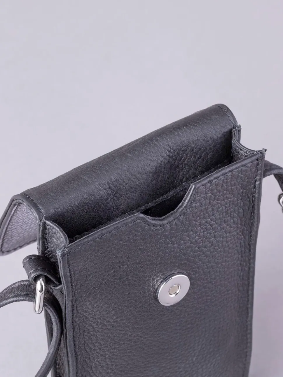 Lakeland Leather Black Cross-Body Phone Pouch Bag