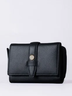 Lakeland Leather Black Medium Icon Stud Tab Purse