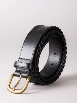 Lakeland Leather Black Wray Whip Stitch Leather Belt