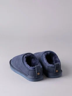 Lakeland Leather Blue Ladies Sheepskin Clog Winter Slippers