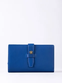 Lakeland Leather Blue Light Large Icon Stud Tab Purse
