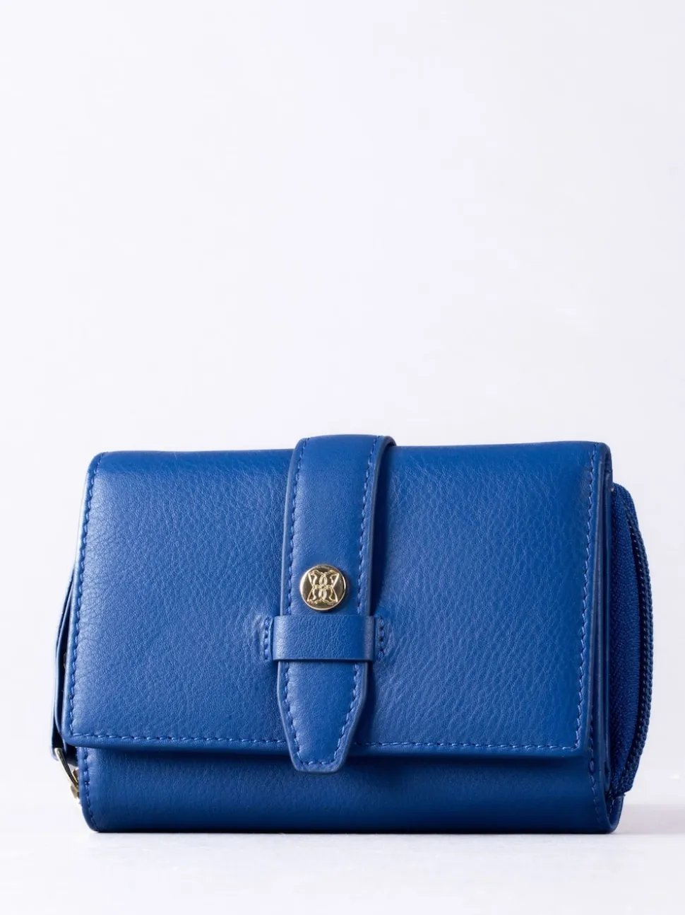 Lakeland Leather Blue Light Medium Icon Stud Tab Purse