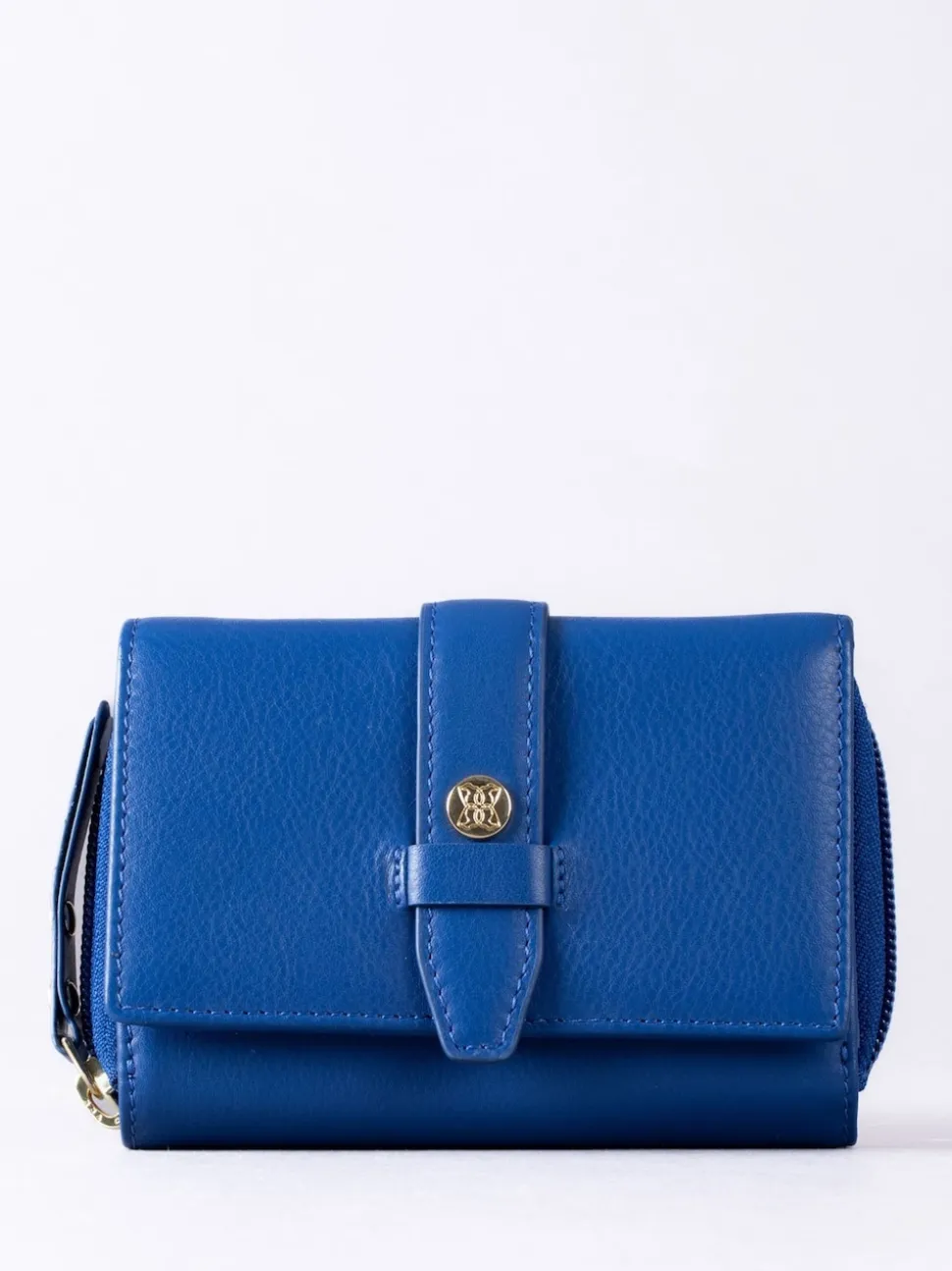 Lakeland Leather Blue Light Medium Icon Stud Tab Purse