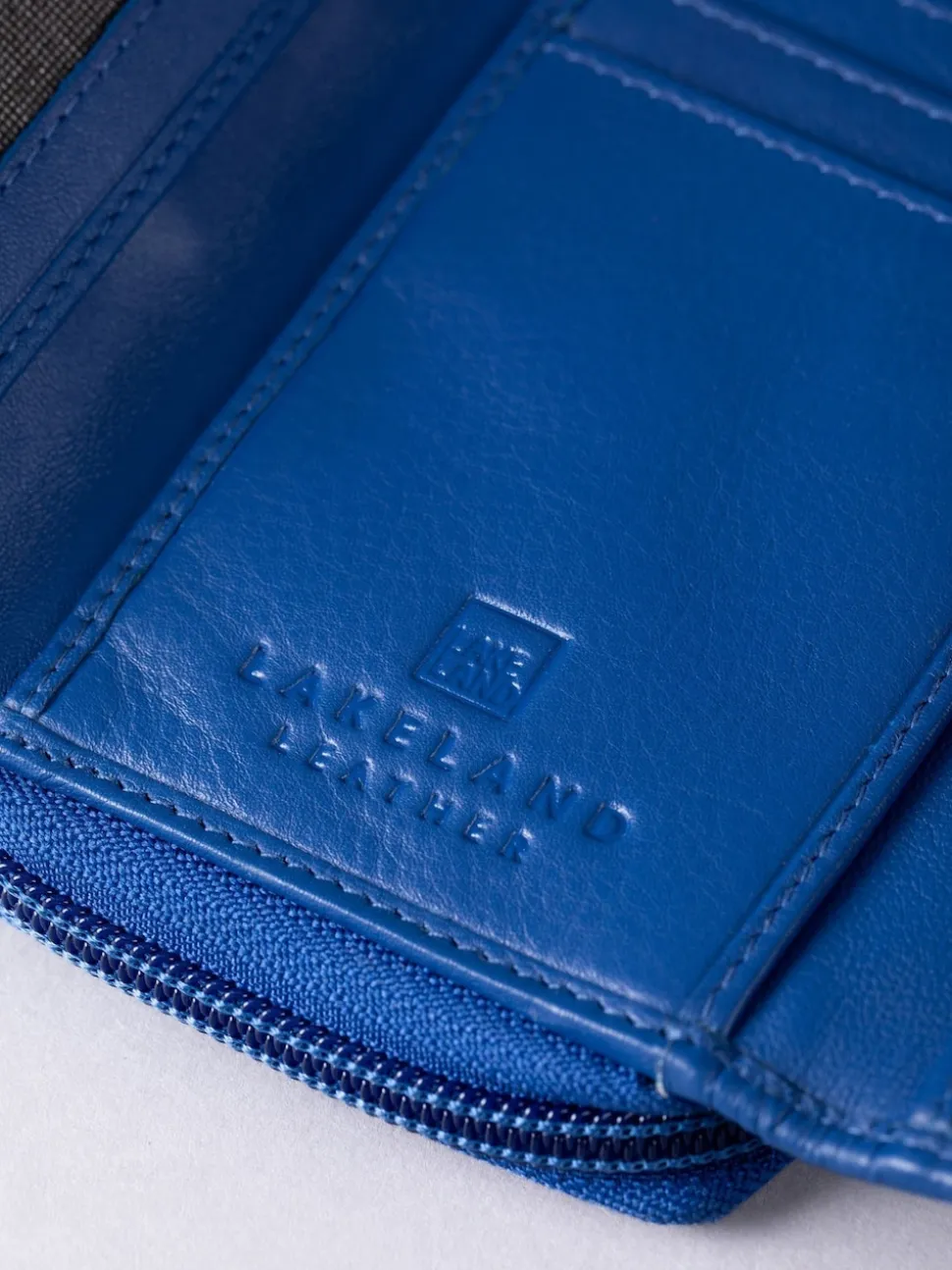Lakeland Leather Blue Light Medium Icon Stud Tab Purse