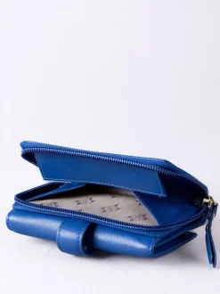 Lakeland Leather Blue Light Medium Icon Stud Tab Purse