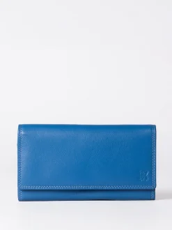 Lakeland Leather Blue Marl Large Flapover Purse