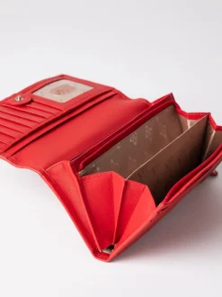 Lakeland Leather Bright Red Large Flapover Purse